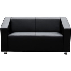 Cube Lounge 2 Seater 1430W x 720D x 880mmH Black Leather