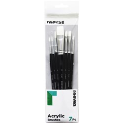 Reeves Acrylic Brushes Short Handle Set of 7