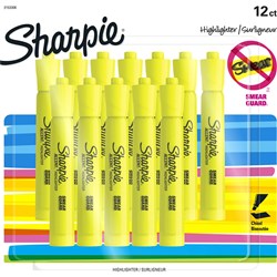 Sharpie Tank Highlighter Marker Chisel Fluorescent Yellow Pack Of 12