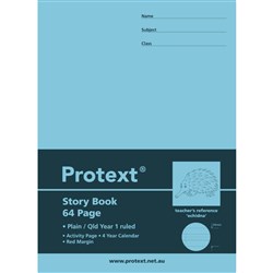 Protext Story Book 330 x 240mm QLD Year 1 1/2 Ruled 24mm 1/2 Plain + Margin 64 Page Echidna