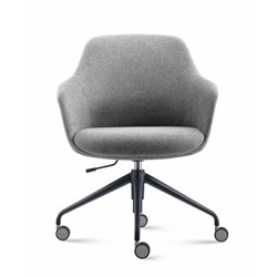 Rapidline Aspen Tub Lounge Chair 4 Star Base Black Steel Frame Light Grey Seat