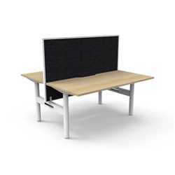 Rapidline Halo Static Back To Back Workstation + Screen 2 Person 1500Wx1330mmH Oak/White