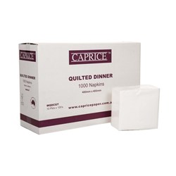 Caprice Quilted Dinner Napkins 2 Ply GT Fold 400 x 400mm White Carton Of 1000