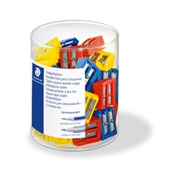 Staedtler Double Hole Plastic Sharpener Assorted Tub Of 50
