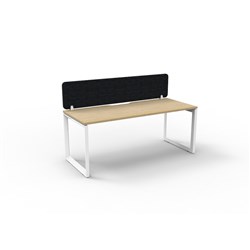 Rapidline Deluxe Infinity Desk Loop Leg Single Sided + Black Eco Screen 1800Wx730mmH Oak/Wh