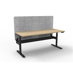 Rapidline Halo+ Single Sided Workstation + Grey Eco Screen +Tray 1500Wx620-1270mmH Oak/Bl