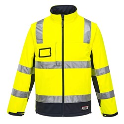 Huski Chassis Hi-Vis 2-in-1 Contrast Softshell Jacket 3 Layer 3XL Yellow And Navy