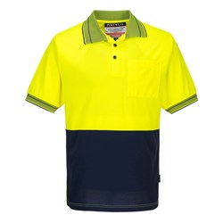 Portwest Hi-Vis Micro Mesh Polo Shirt Short Sleeve 4XL Yellow And Navy