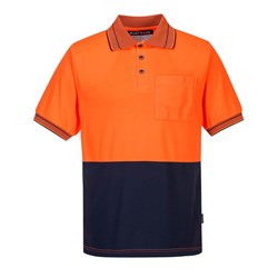 Portwest Hi-Vis Micro Mesh Polo Shirt Short Sleeve 7XL Orange And Navy