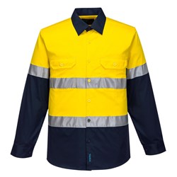 Portwest Hobart Hi-Vis Lightweight Contrast Shirt Long Sleeve 2XS Yellow/Navy