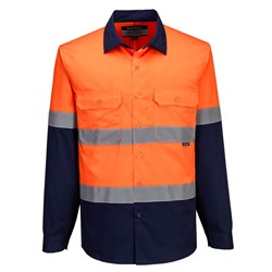 Portwest Industrial Hi-Vis Lightweight Contrast Shirt Long Sleeve Large Orange/Navy