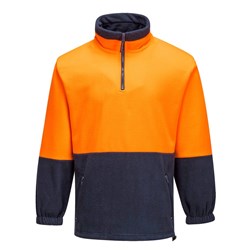 Portwest Hi-Vis Contrast 1/4 Zip Class D Polar Fleece Jumper 4XL Orange And Navy