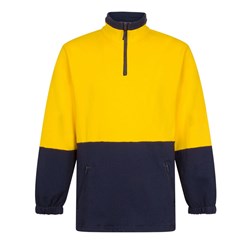 Portwest Hi-Vis Contrast 1/4 Zip Class D Brush Fleece Jumper 5XL Yellow And Navy