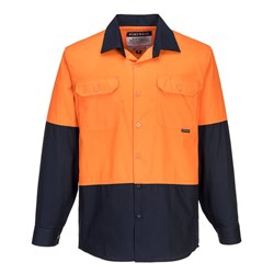 Portwest Canberra Hi-Vis Contrast Lightweight Class D Shirt Long Sleeve 4XL Orn/Navy