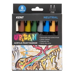 Kent Urban Paint Markers Fine 3mm Dual Nib Neutral Assorted Pack Of 8