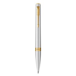 Parker Meridian Twist Ballpoint Pen Chrome Barrel Gold Trim Blue Refill