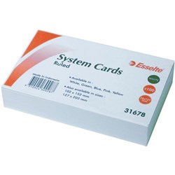 Esselte Ruled System Cards 127 x 76mm White Pack Of 100