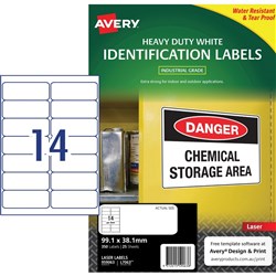 Avery Identification Laser Heavy Duty White L7063 99.1x38.1mm 14UP 350 Labels