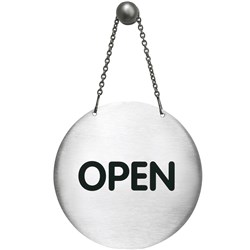 Durable Sign Reversible Open/Closed With Chain 130mm Silver