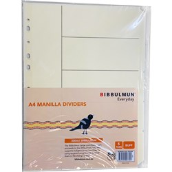 Bibbulmun Manilla Divider A4 5 Tab Plain Buff
