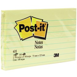 POST-IT 635 NOTES ORIGINAL 76x127mm Yellow Lined Each