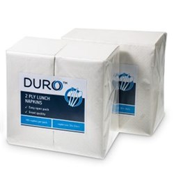 DURO LUNCH NAPKIN 2 Ply White 30 x 30cm Box 2000