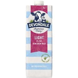 DEVONDALE UHT MILK SEMI SKIM 1L Pack 10