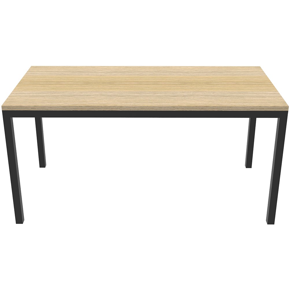 Office Furniture - Rapidline Steel Frame Table 1200W x 600D x 730mmH Oak  Top Black Frame - Global Office and Warehouse Solutions