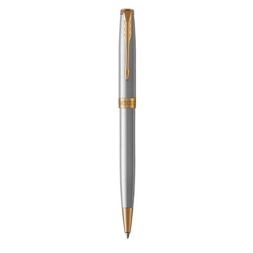 Pens - Parker Sonnet Ballpoint Pen Stainless Steel Gold Trim Black ...